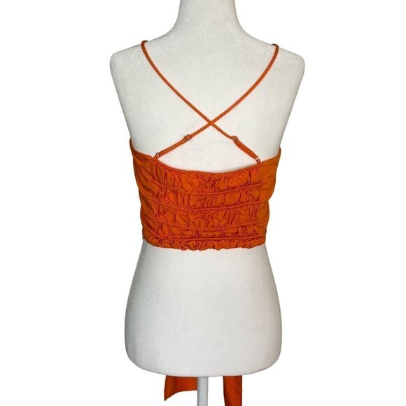 Tanya Taylor Cecil Crop Top in Orange Womens Sleeveless Tank - Picture 5 of 13